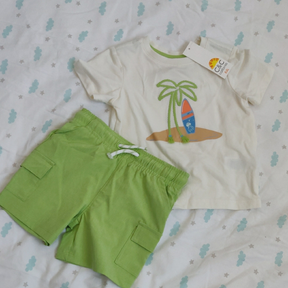 FLASH SALE 🔥🆕Green and White Palm Tree Toddler Outfit